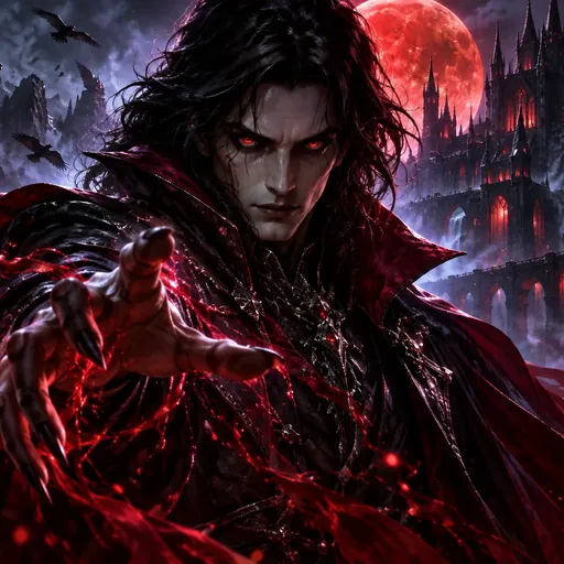Blood and Shadow 2 pokie cover art with a dark, magic theme