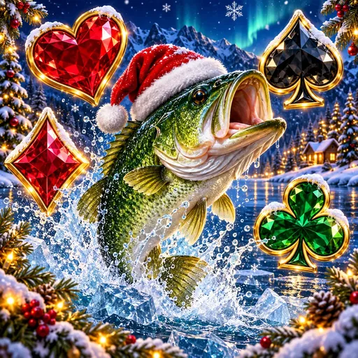 Big Catch Bass Fishing Christmas pokie cover